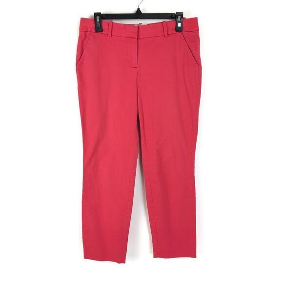 J. Crew Cafe Capri Women's Size 2 Coral Cropped Stretch Cotton Blend Pockets - Picture 1 of 9